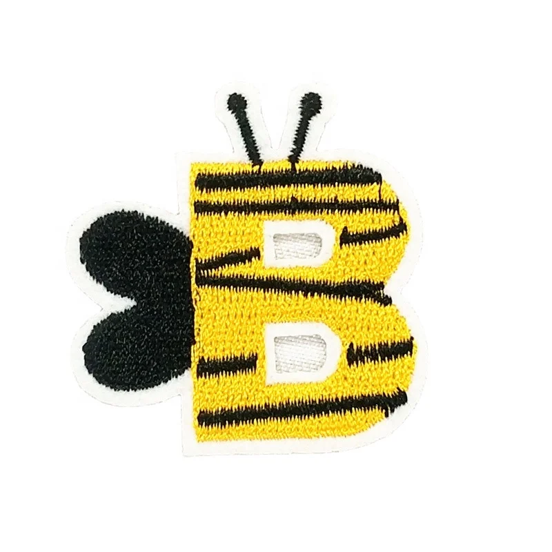 A-Z Cartoon English Alphabet Letter Animal Design Mixed Embroidered Iron On Patch For Clothing Badge Paste For Clothes Bag