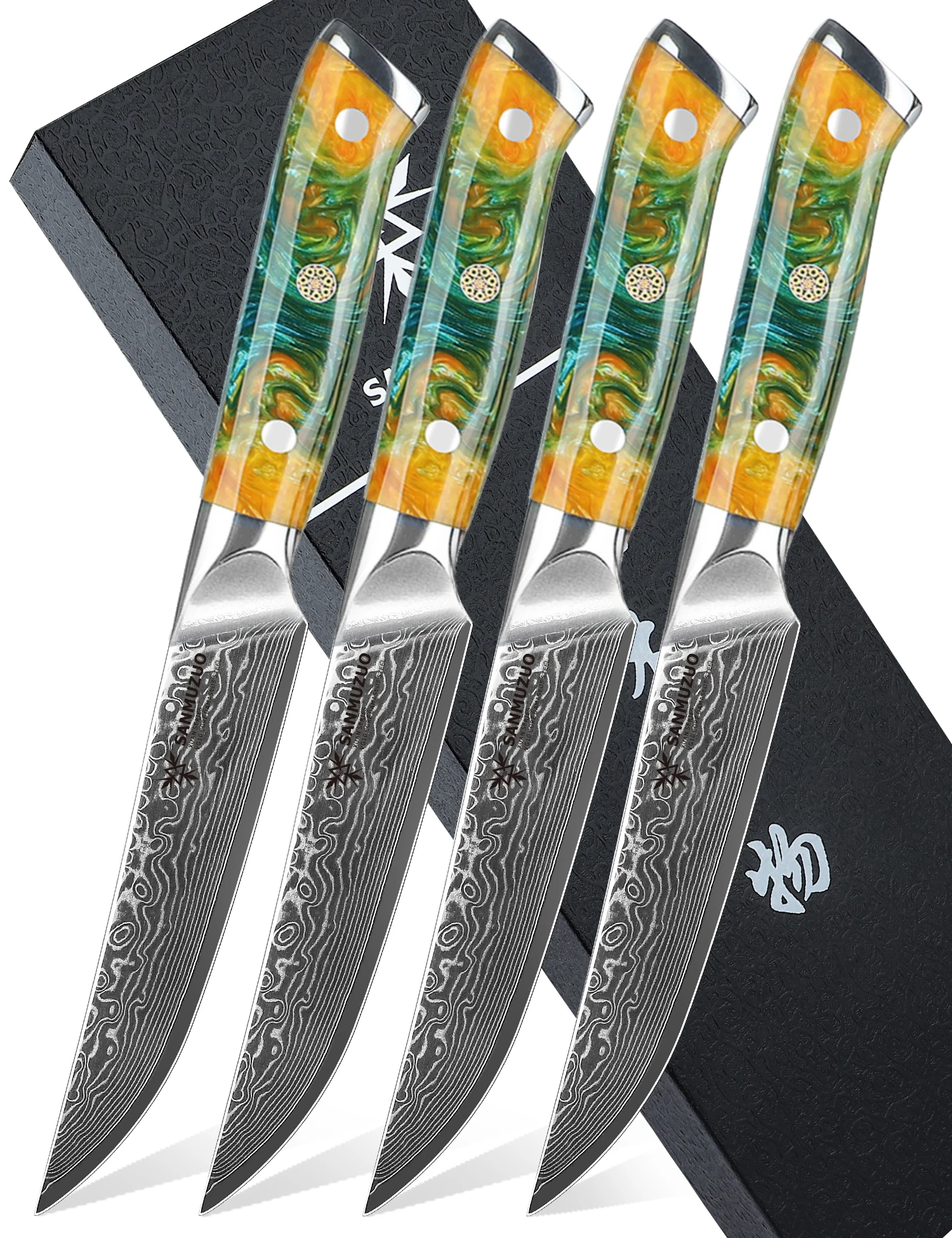 5 Inch Steak Knife Damascus Steel Chef Knife with Resin Handle Kitchen Knives