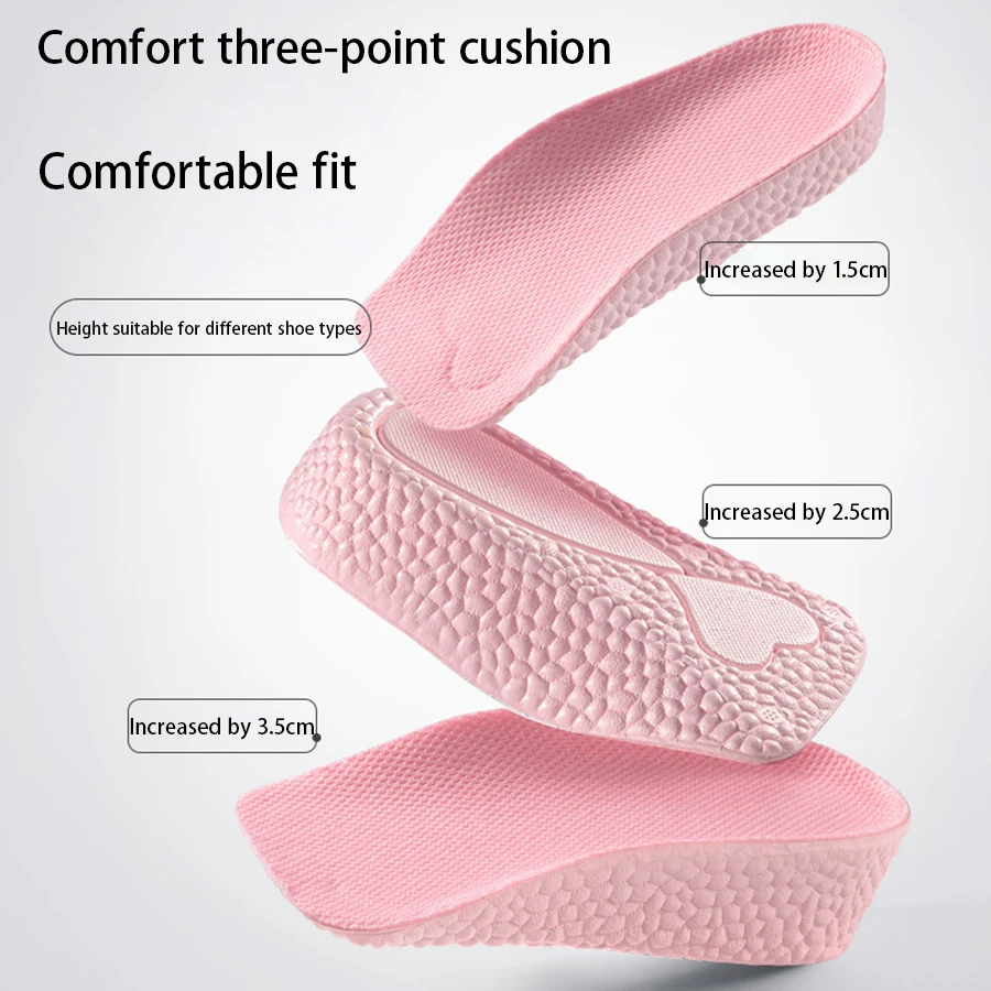 New Arrival! Wholesale 3/4 foot height boosting popcorn insoles 1.5 2.5 3.5 cm height choice soft elastic insoles MOQ 1 PAIR