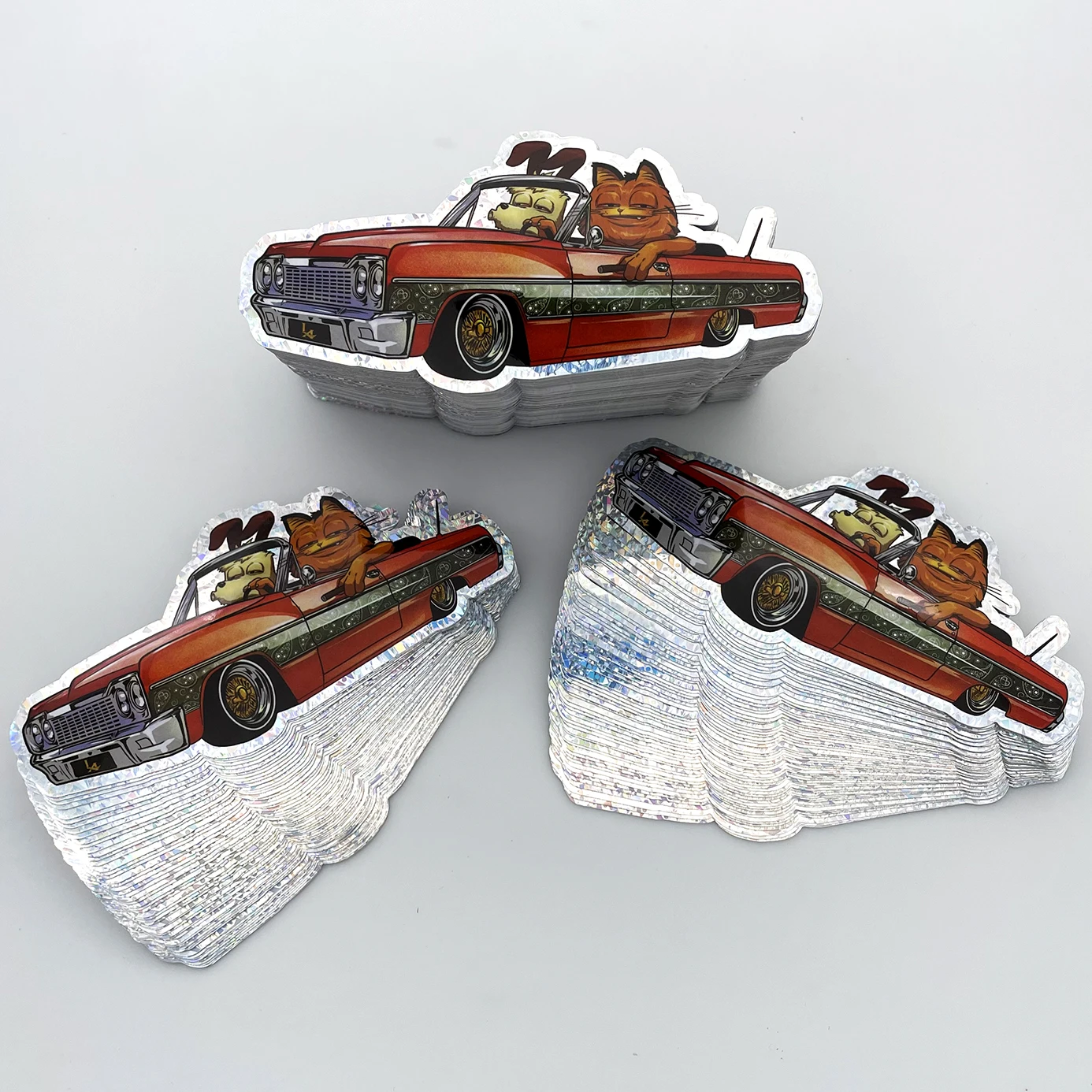 Custom Printing Weatherproof Crackle Laser Holographic PP outdoor Sticker Car Bupmper Die Cut Sticker