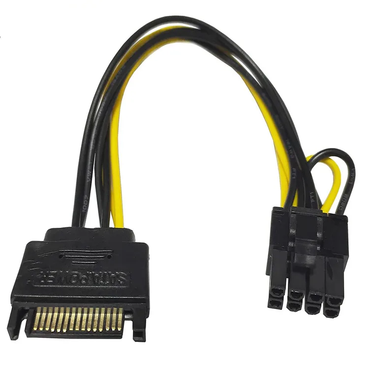 PCI Express Power Cable,15 Pin SATA Male to 8 Pin (6+2 Pin) PCI Express Female Video Card Power Adapter Cable