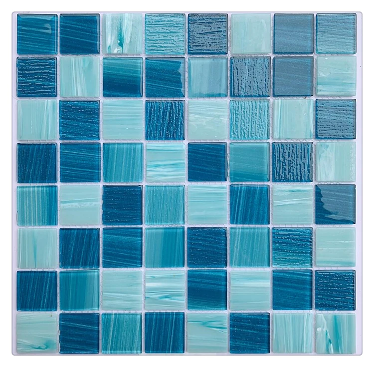 Factory Price Crystal Blue Glass Mosaic Tile for Swimming Pool