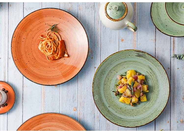 Resort Color Plate Porcelain Plates, Strong Ceramic Dish, Hotel Color Plate Porcelain Dinnerware Plates