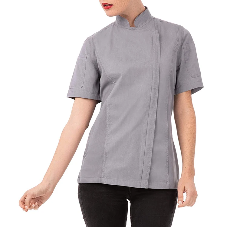 Custom Logo Professional Cuisine Kitchen Hotel Sushi Women Canteen Wearing Bamboo/Cotton Fiber Dark Gray Chef/Cook Uniform