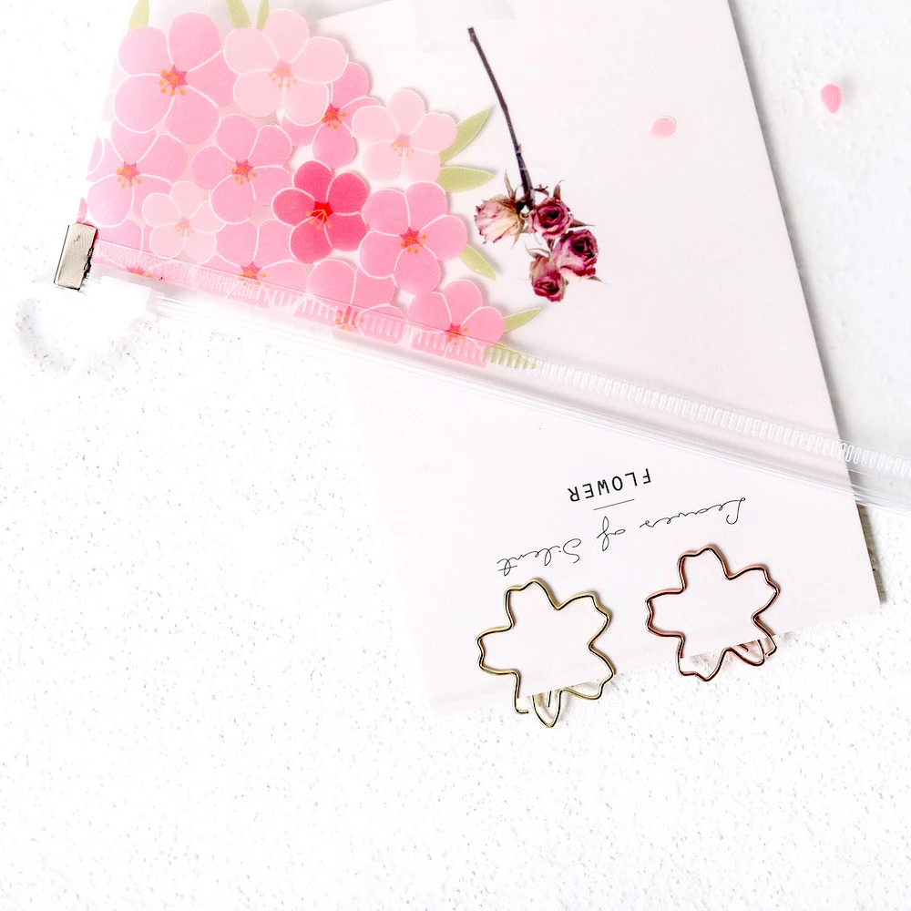 Joytop Promotional Custom Rose Gold Metal Sakura Cherry Blossom Flower Paper Clips