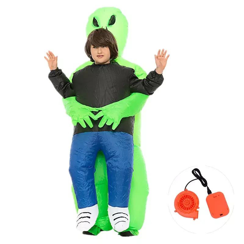 Amazon Kids Halloween Ghost Inflatable Monster Costume Scary Green Alien Cosplay Costume Blow Up Cosplay Costume