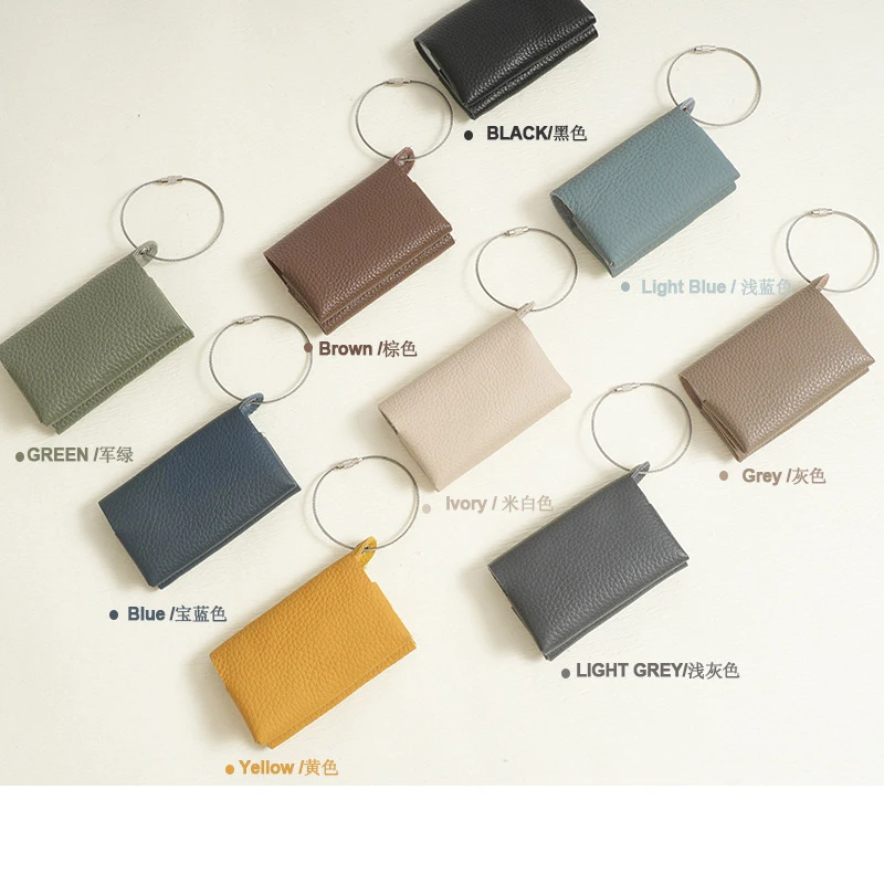 Mini size genuine leather key Holder Pouch with Key ring Chain Portable wallet Key holder Bag portable key holder pouch