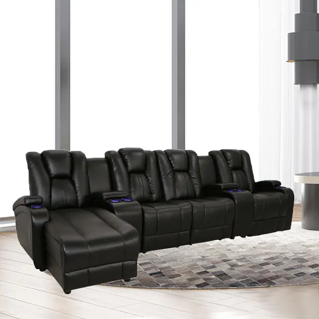 Chinese modern leather recliner sofa sectional 7 seater