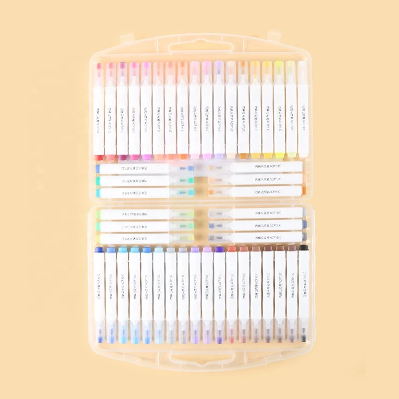Giorgione Wholesale Acrylic Paint Pens Of 48Colors Triangle pole basic Acrylic Base Ink Marker Pens For DIY Painting