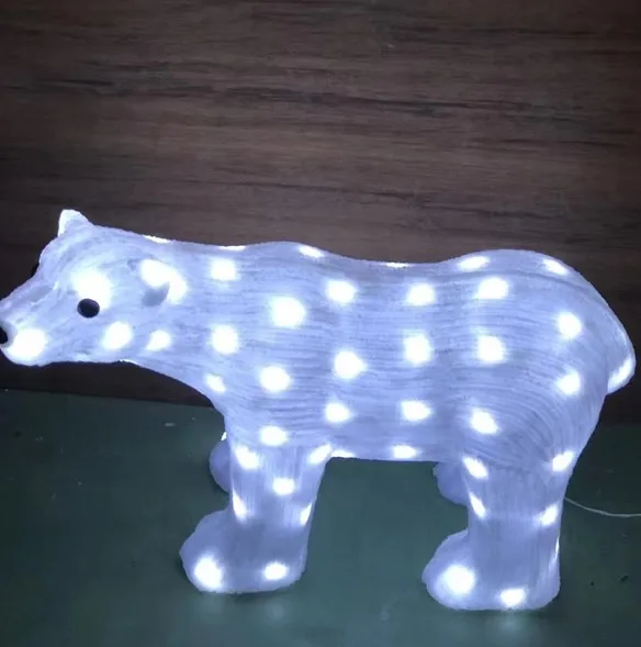 Outdoor Waterproof Garden Street Park Led Christmas Decor Acrylic Brown 3D Polar Snow Bear Motif Silhouette Figure Lights