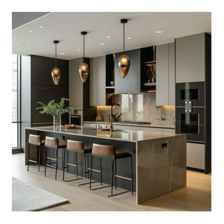 2024 Australia Modern Small Pantry Living Room Solid Wood Kitchen Cabinet 2Pac Paint Island Quality Shaker Cabinet Modern Design