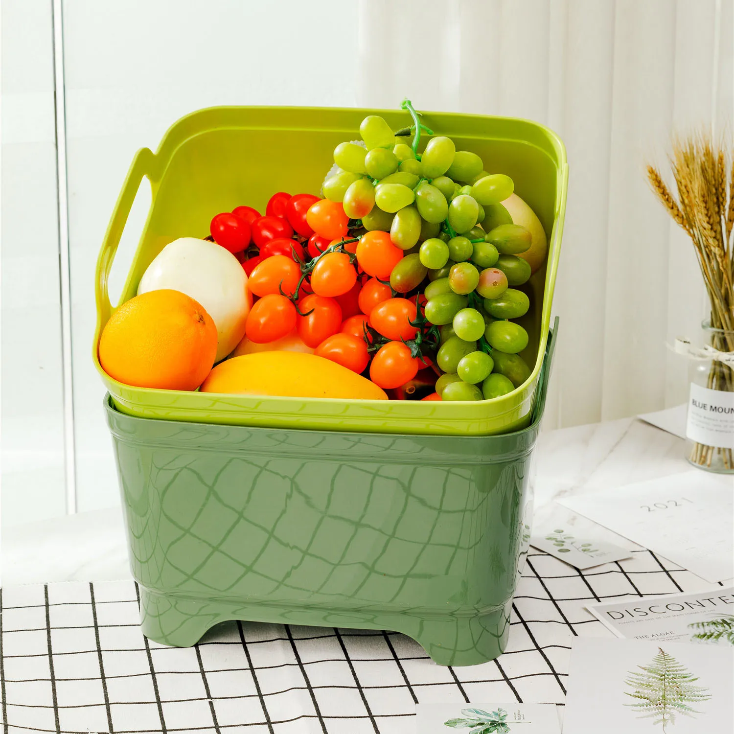 Пластиковый ситечко для макаронных изделий фруктов большая сливная чаша корзина мытья овощей с сливной