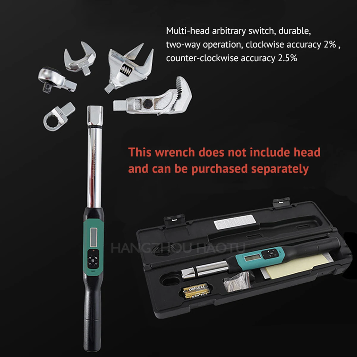 Hand tools adjustable open head interchangeable c digital torque wrench spanner