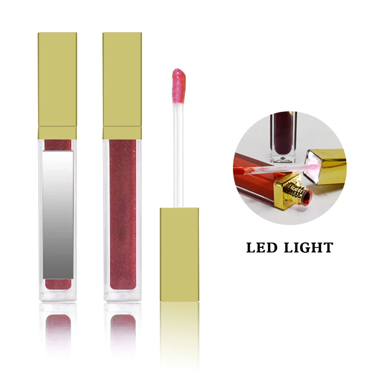 Wholesale Private Label Vegan Luxury Gold LED Square Matte Gloss Liquid Lipstick Tubes Custom Makeup Lipstick
