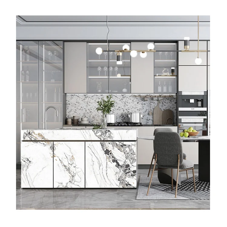 Итальянская Открытая кухня настольная лампа Роскошная рок тарелка барные столы многофункциональные Ресторан домашний Кубок остров скамейка современный