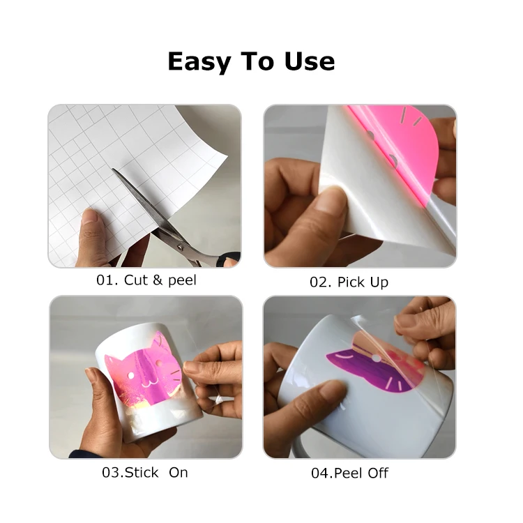 Factory Wholesale Clear Easy to Transfer No glue Self Adhesive Vinyl Sticker Adhesive Tape PVC Transfer Film