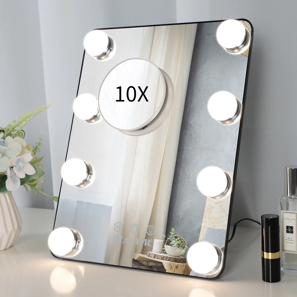 3color lightes Touch Sensor Table Desktop Hollywood Vanity Style LED Makeup Mirror with light bulbs