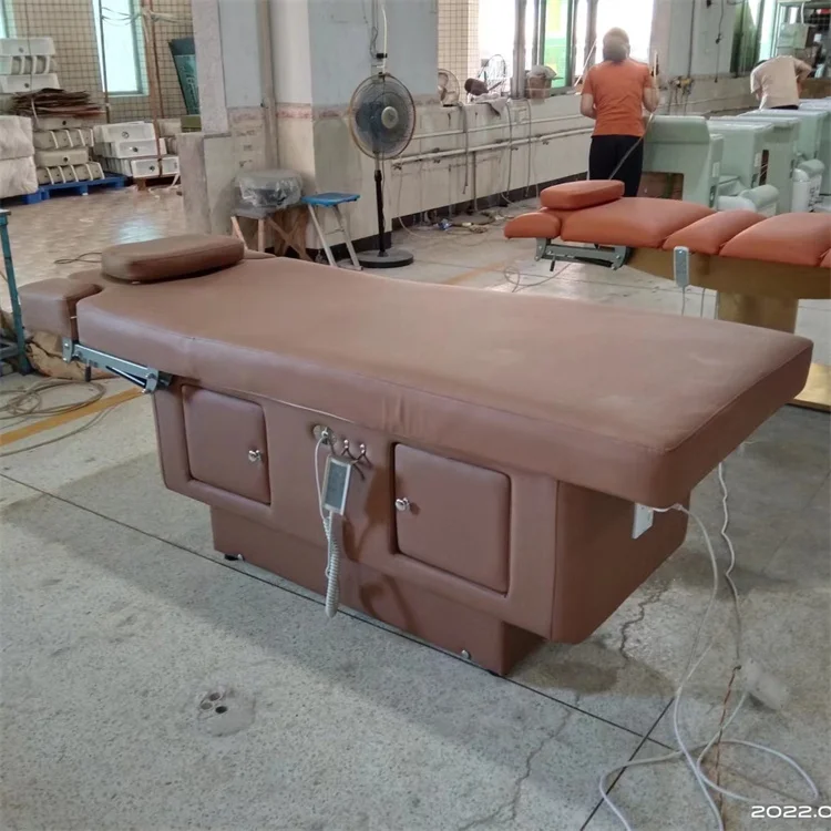 Kisen Manufacturers Wholesale Price Three Motor Electric Spa Facial Treatment Massage Table With Adjustable Hand Pillow