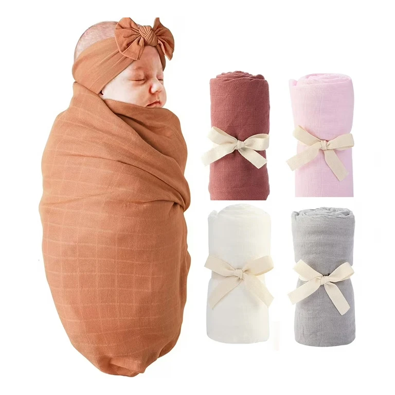 Silky Soft Receiving Blanket Neutral Swaddle Wrap Muslin Swaddle Blanket for Baby Boys and Girls