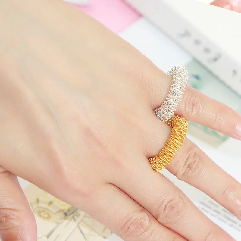 FW82 Trending Acupressure Rings and Bracelets Massage Spiky Sensory Finger Rings for Finger and Hand Wrist Massage Pain Relief