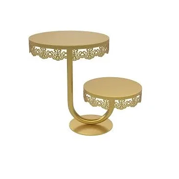 2 Tier Cake Stand Great Quality Metal in Golden Color for Parties at Home and Restaurant