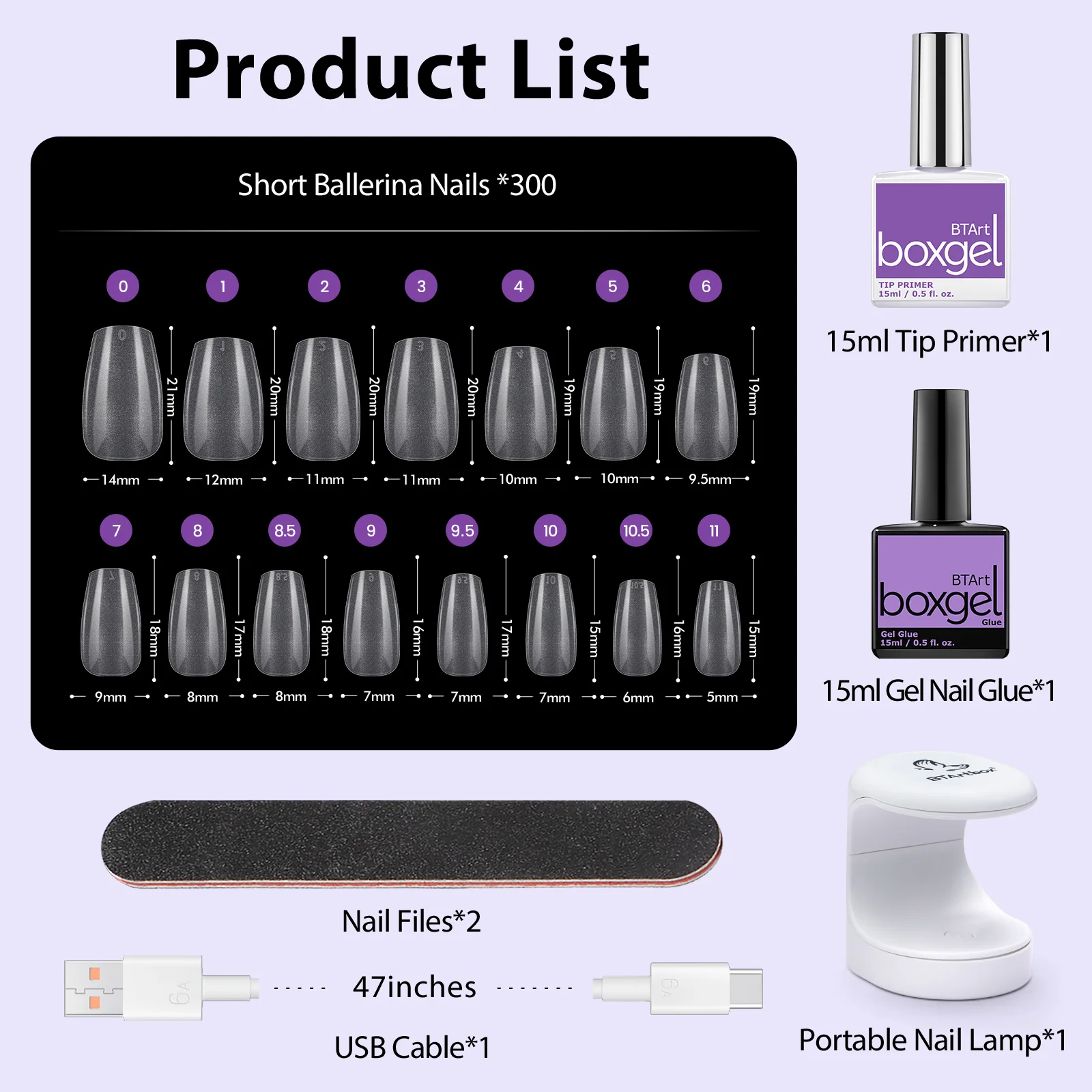 Btartbox УФ-гель лак для клей ногтей Советы Комплект акрил XL балерина гроб накладные ногти с клеем