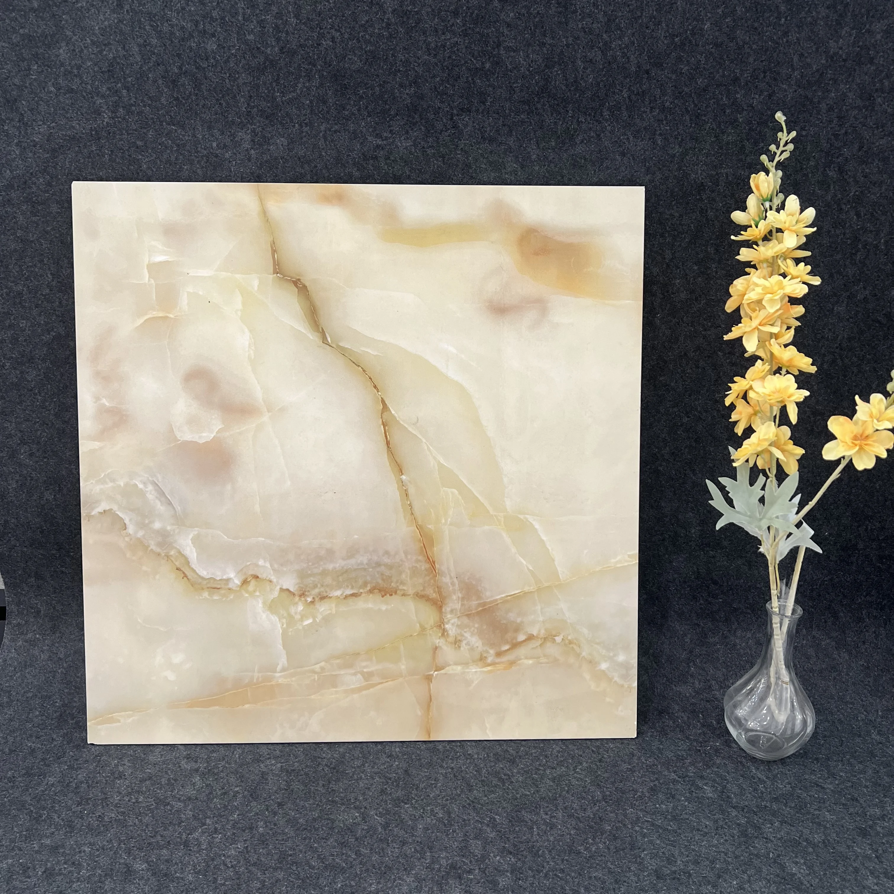 Cheap price  600*600mm jade stone ceramic glossy  floor tile for bedroom floor