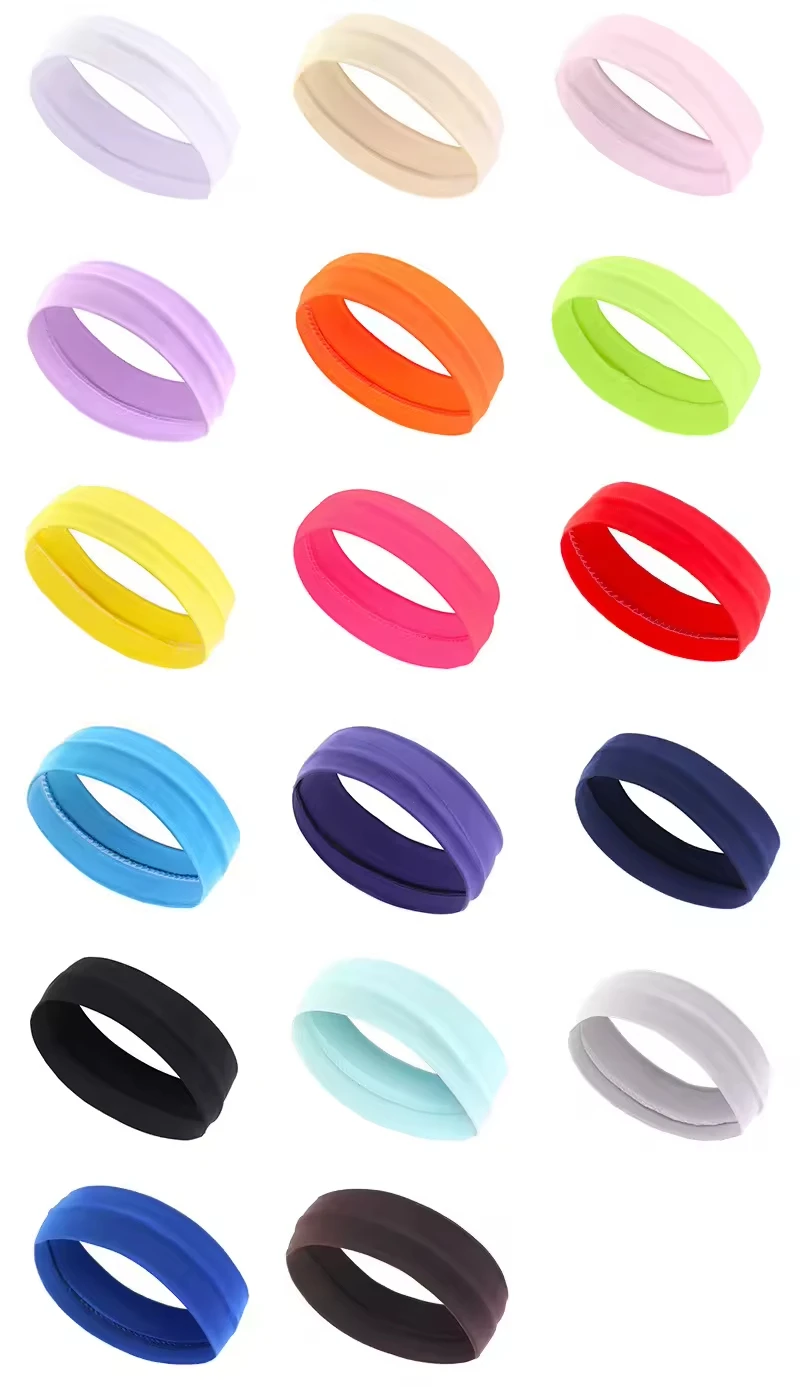 Wholesale Custom Logo Hair Accessories Colorful Solid Stretchy Head Band Sweat Bands Sport Yoga Headbands Hair Band For Adult