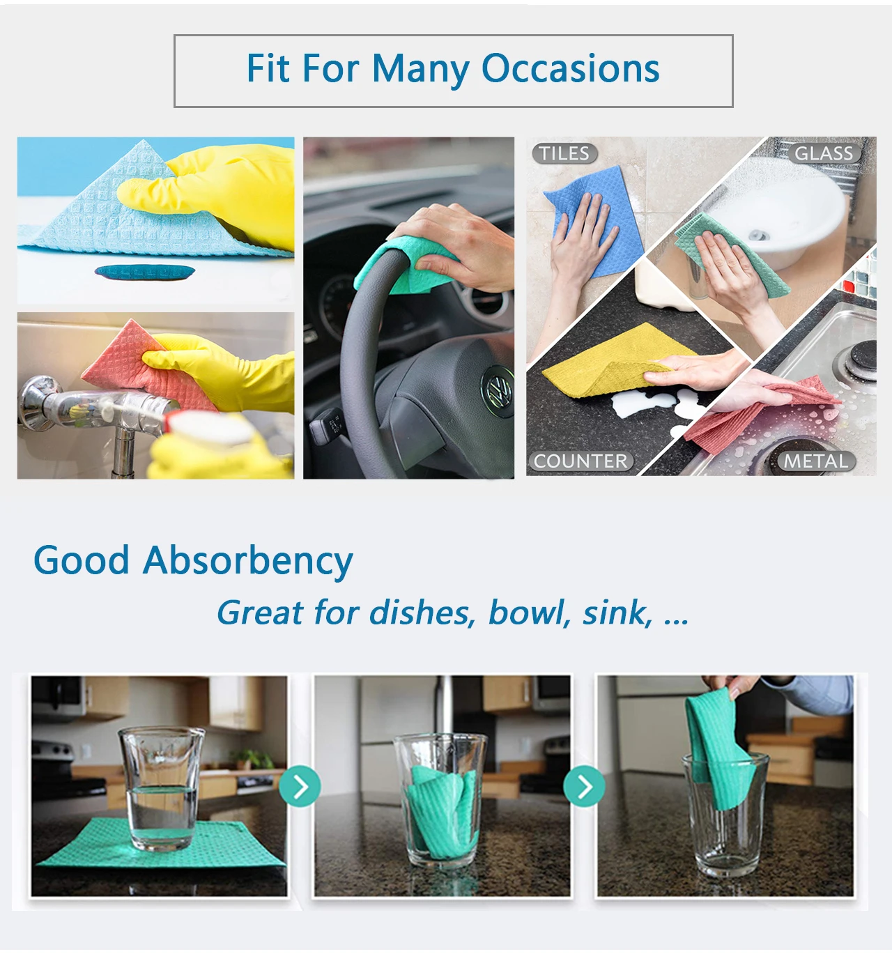 Lovely Pattern Sweidsh Dish Cloth Absorbent Friendly Reusable Cleaning Cloth for Kitchen