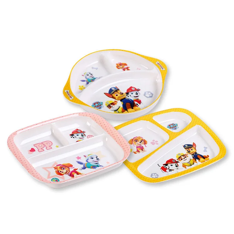 Set platos ninos 3 portion plate for children melamine divided plat, 3 compartment cute cartoon melamine kid plates set