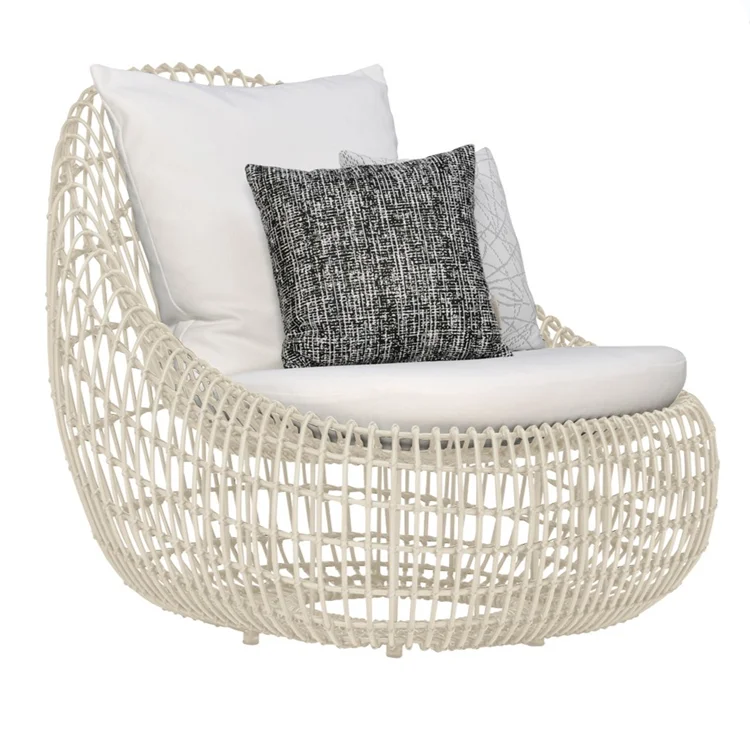 
Elegant outdoor furniture round lounge chair resort rattan outdoor daybed 
