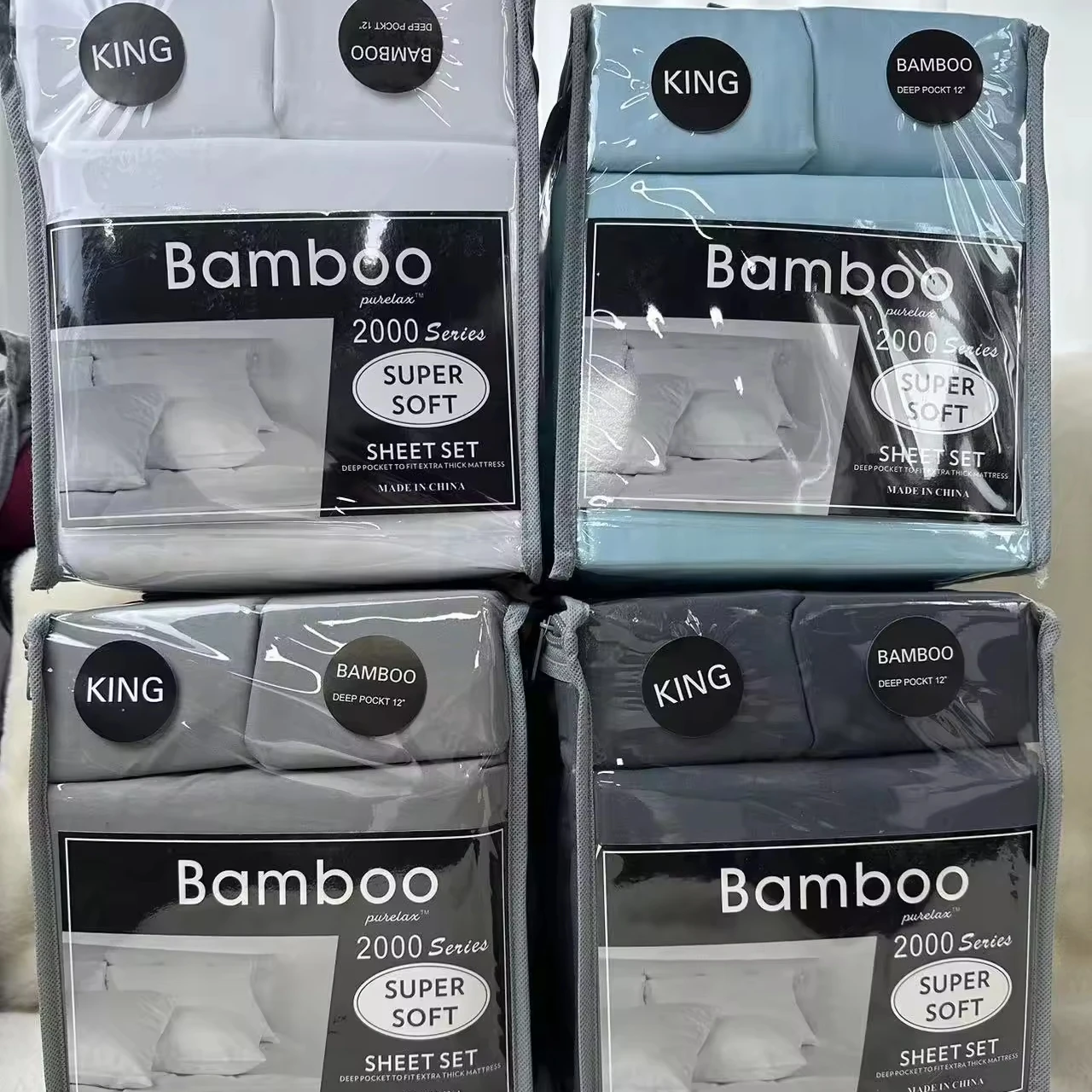 Wholesale King size bed sheets 80gsm brushed microfiber  white  bedding set 6pcs for bedroom hotel bed linen