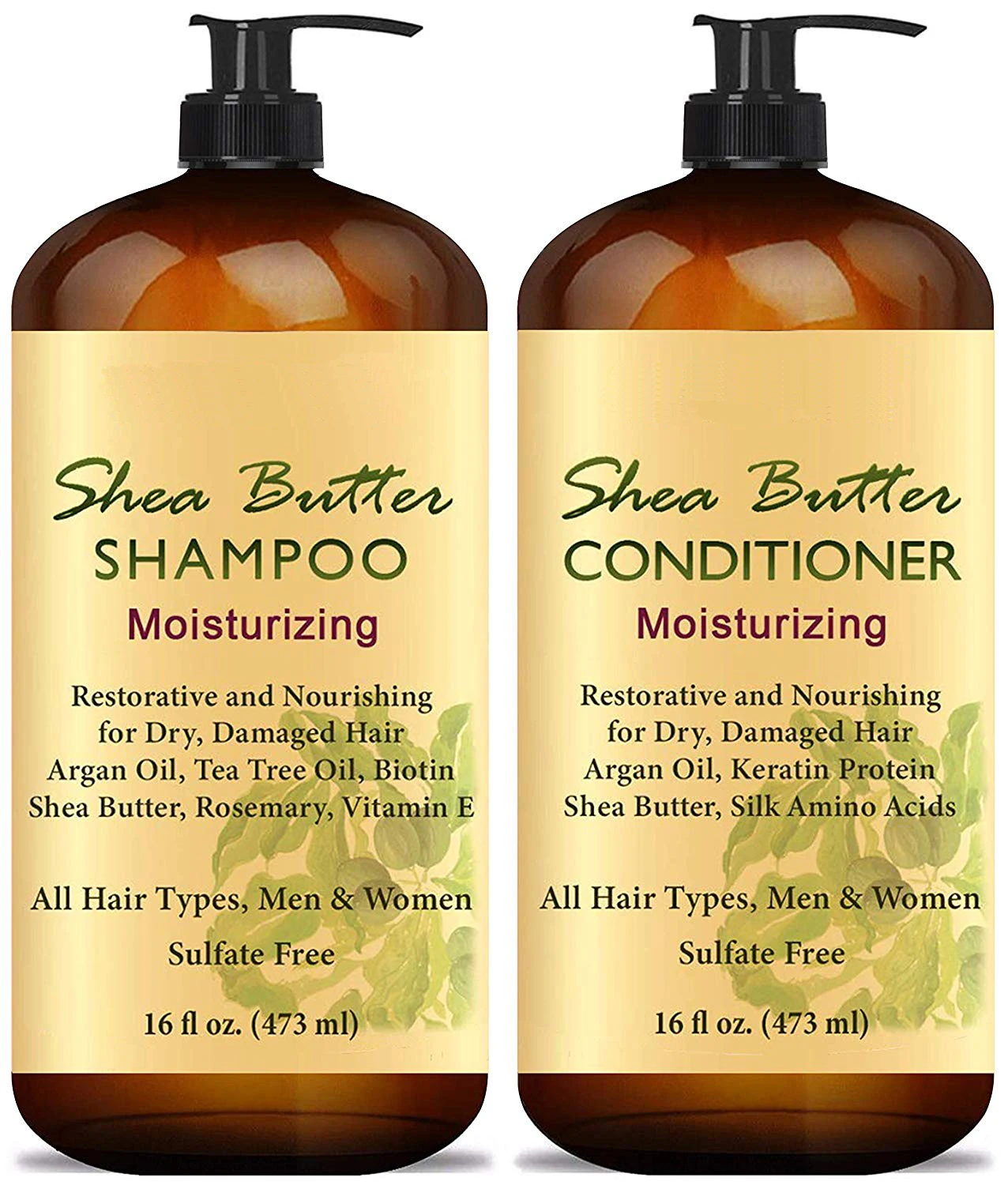 Shea Butter Shampoo and Conditioner Set, Moisturizing & Nourishing,Daily Shampoo Set for Men and Women-Sulfate & Paraben Free