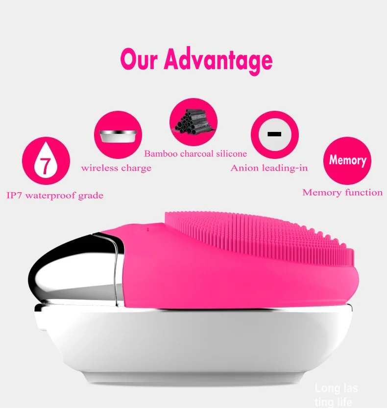Custom Rechargeable Hand Massage Facial Cleansing Silicone Face Brush Wholesale IPX7 Waterproof
