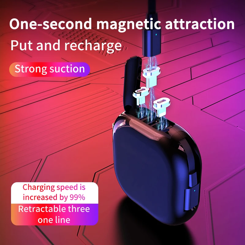 
2021 New 3 in 1 Retractable Usb Magnet Charging Magnetic Data Cable for iphone and type-c micro 