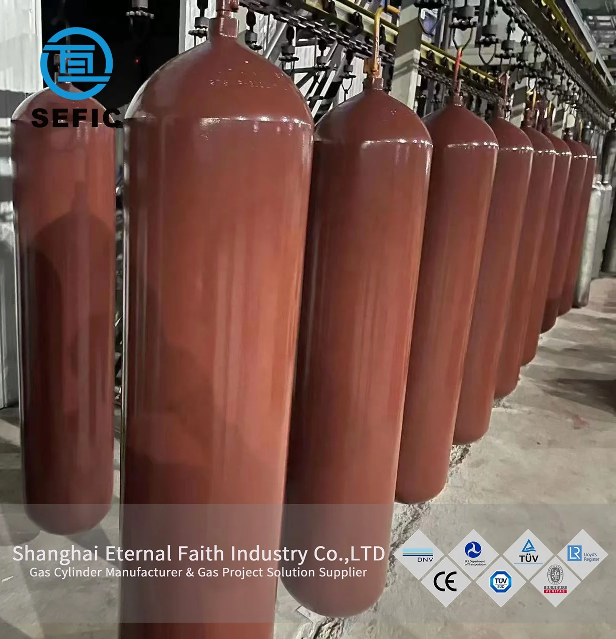 Large Size DNV Gas Cylinder 200bar Seamless Steel 45l 47l 50l 52l 60l Oxygen Nitrogen Argon Co2 Tank