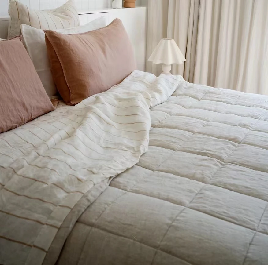 Luxury European Classic Flax Linen Quilt Super Comfortable Cooling Quilt,160GSM Flax Quilt Cover Material 140*200cm