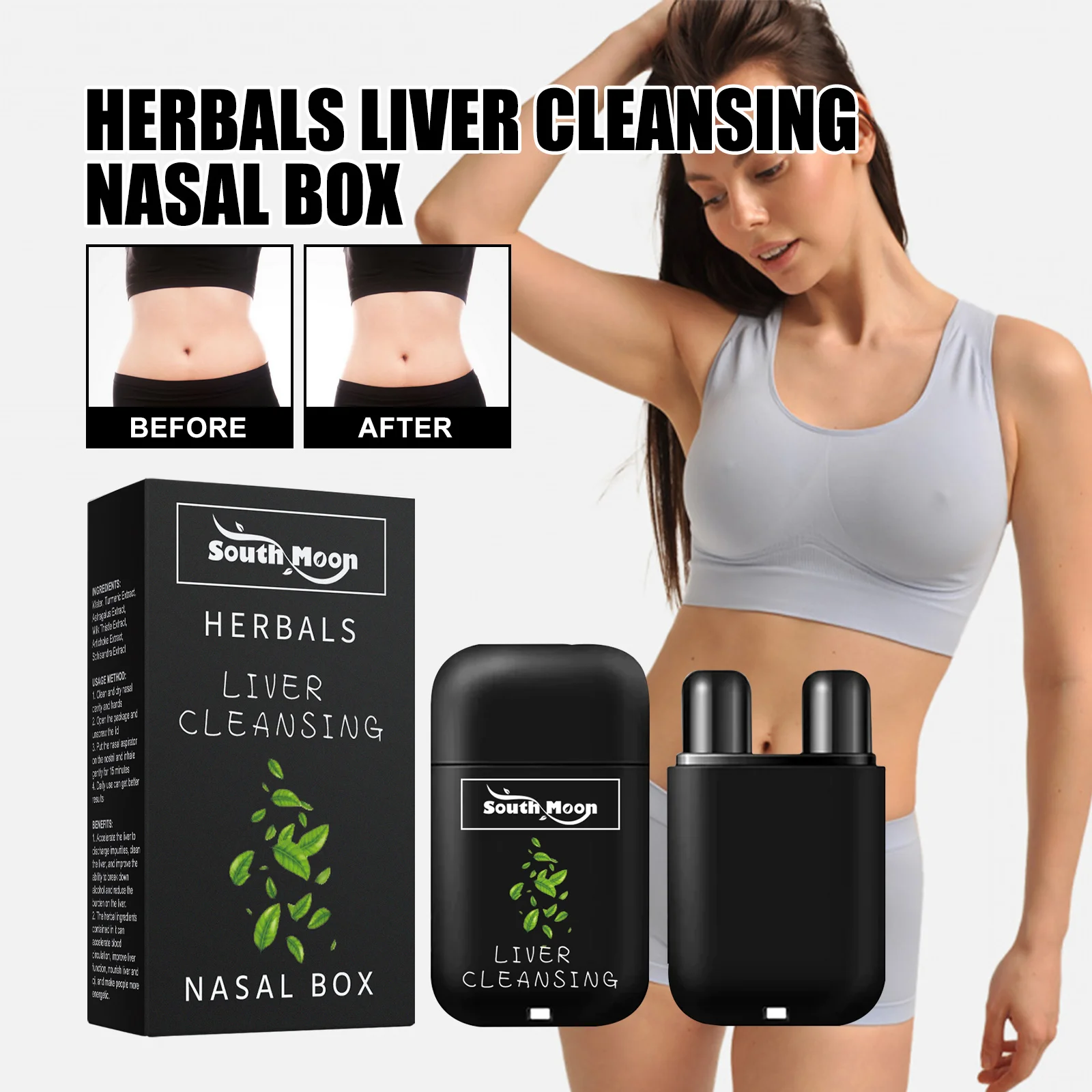 Herbal Liver Cleansing Nasal Box Relieve Congestion Improve Breathing Remove Body Toxins Lung Inhaler