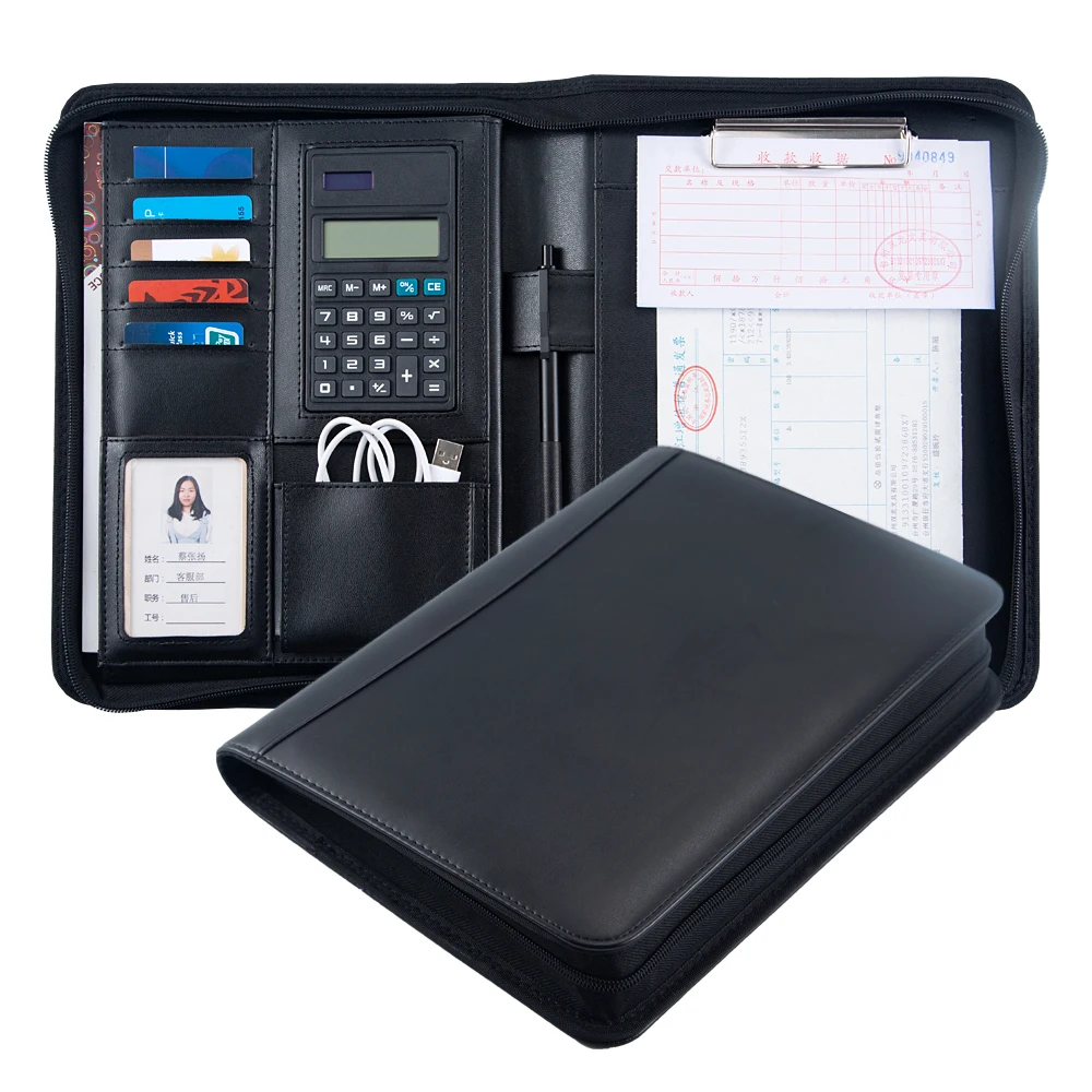 Customized Office Folder Portfolio a4 PU leather Fashion File Portafolio