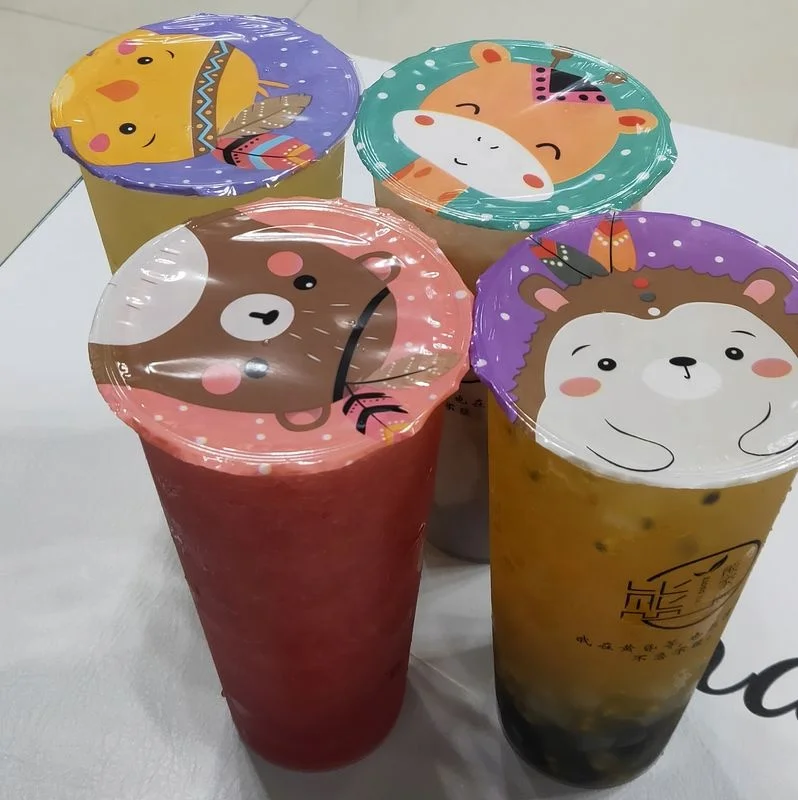 Plastic customized bubble tea cup sealing film for plastic and paper cups
