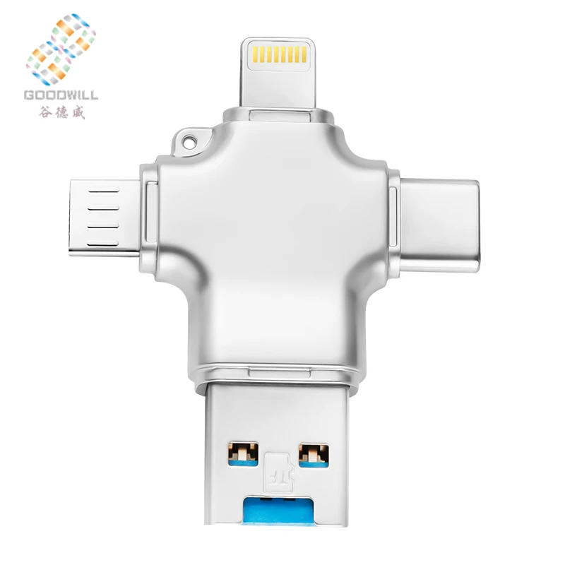 OTG USB флэш-накопитель 128 Гб 64 ГБ 32 16 8 4 2 металлический накопитель смартфон
