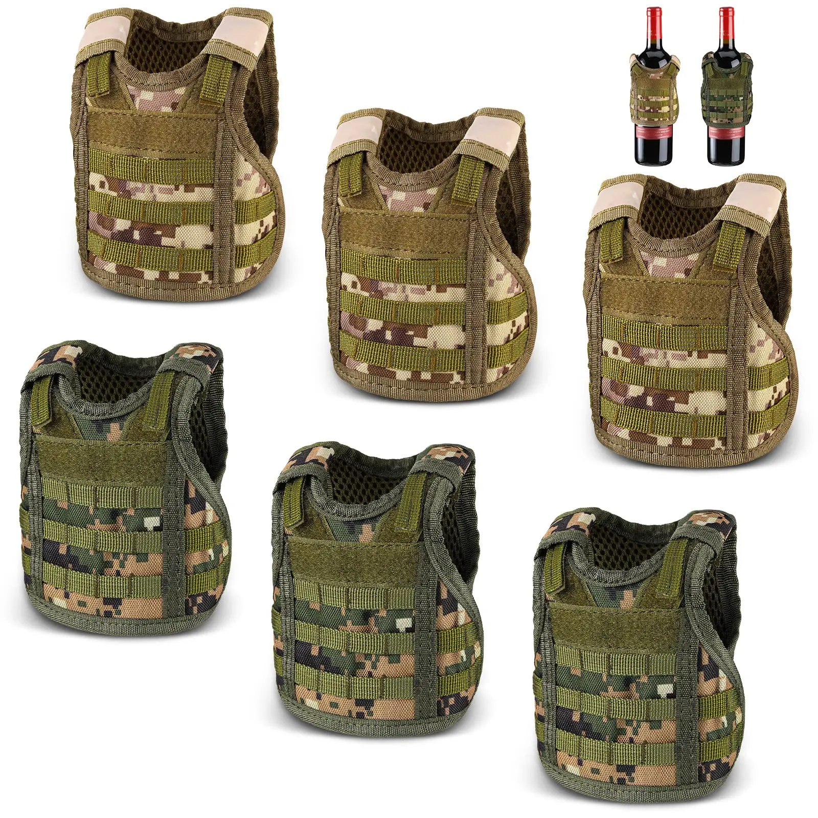 Tactical Mini Bottle Vests Molle Drink Jacket mini tactical vest beer cooler with Adjustable Shoulder Straps