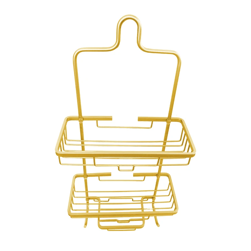 Manufacturers Supplies Gold Aluminum Metal 3Tier Hanging Portable Kitchen Corner Shower Caddy Storage Holder with Suction Cup