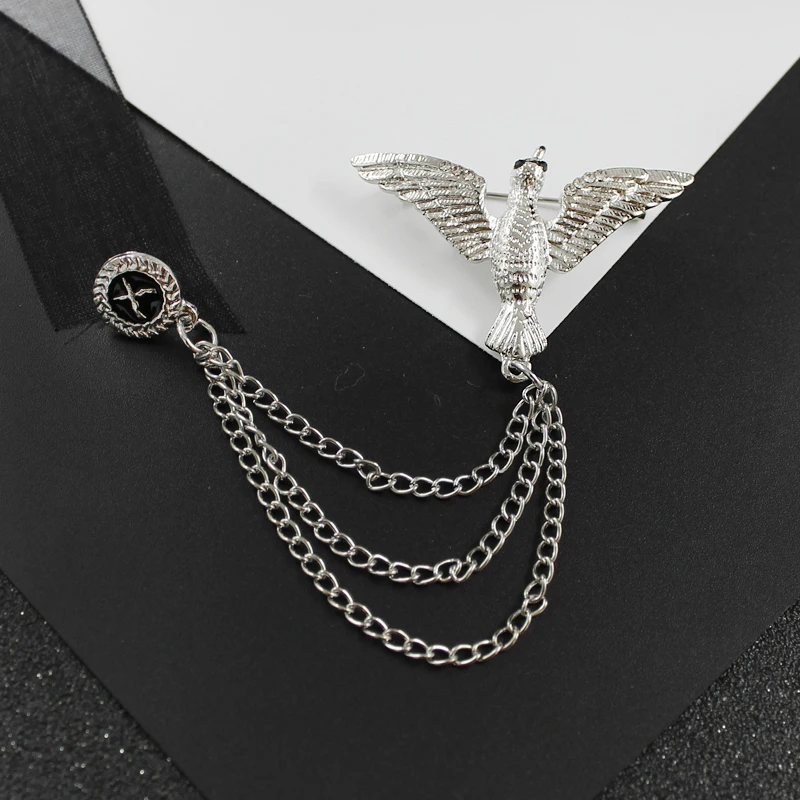 Latest Fashion Silver Gold Bird Mens Lapel Pin Metal Brooch Boutonniere Pin For Suit Novelty Accessories