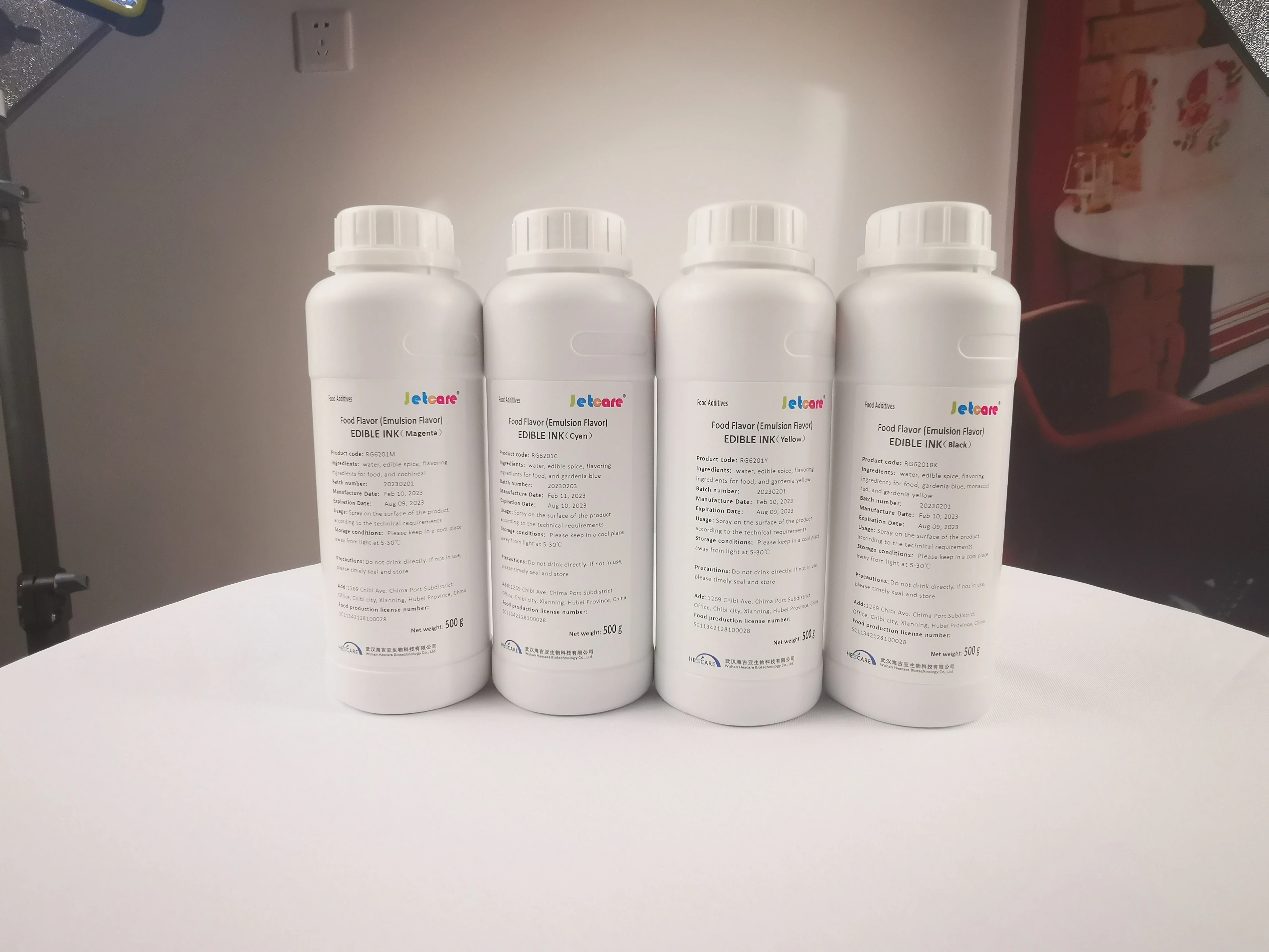 100g/bottle and 4 in 1 set consumable EDIBLE INKJET INK for refilling and directly printing with printer