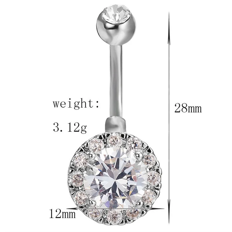 Body Piercing Jewelry For Women Plated Silver Gold Inlaid Zircon Full Drill Navel Ring Fashion Belly Rings Accessories 1