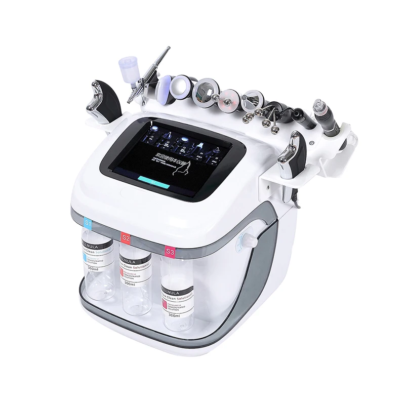 Vesta original factory 10 in 1 small bubble 3 bottles h2o2 skin beauty aqua peel hydro Oxygen facial machine
