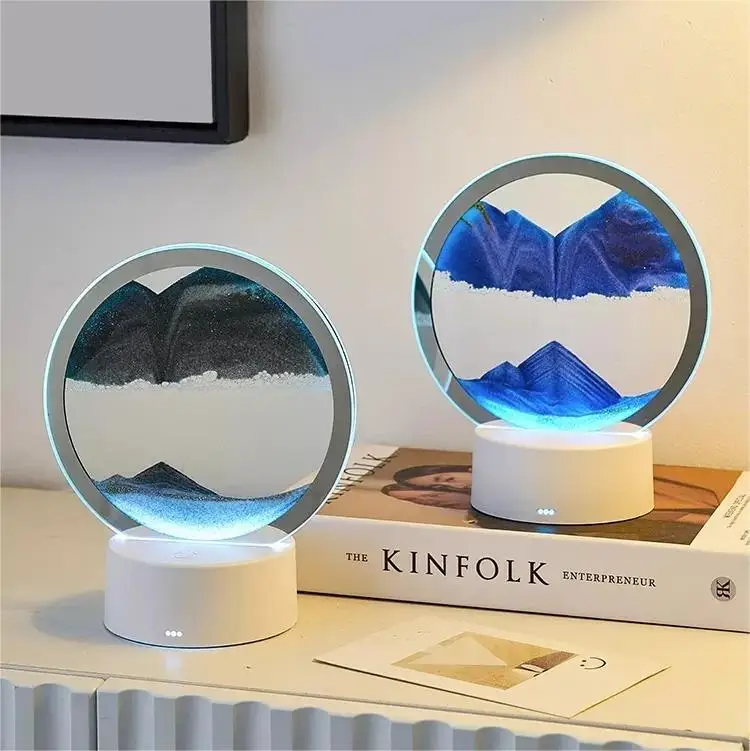 3d Led Flowing Sand Painting Picture Desk Lamp Moving Sand Reading Table Light