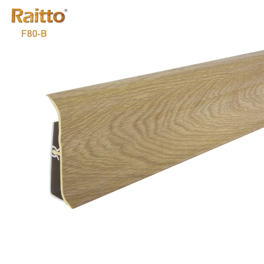 F80-B, RAITTO New Products Plastic Flooring Profile Tile Foam Skirting Board Color PVC Foam Baseboard