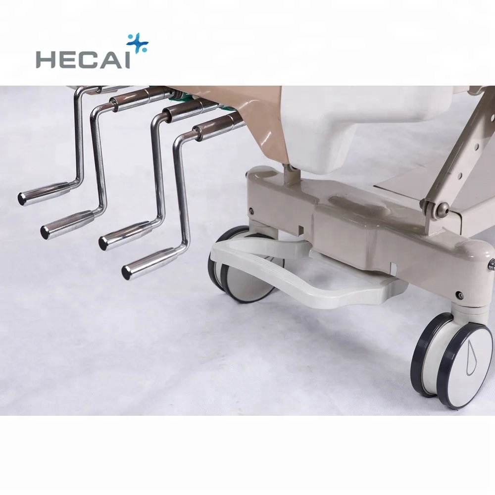 Hecai Mobile Hospital Clinic Patient 4 Cranks Multifunction Manual Medical Bed